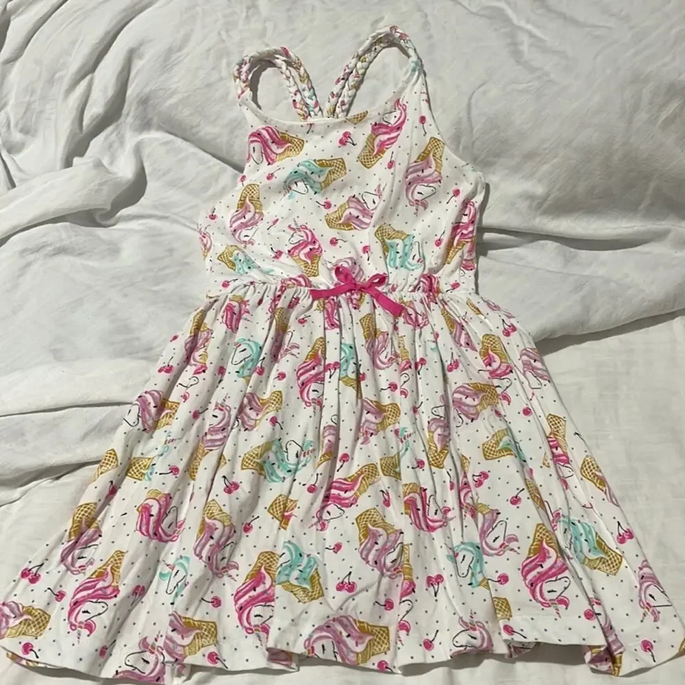 Tommy Bahama 6 unicorn ice cream cone braided tank dress lined worn once euc